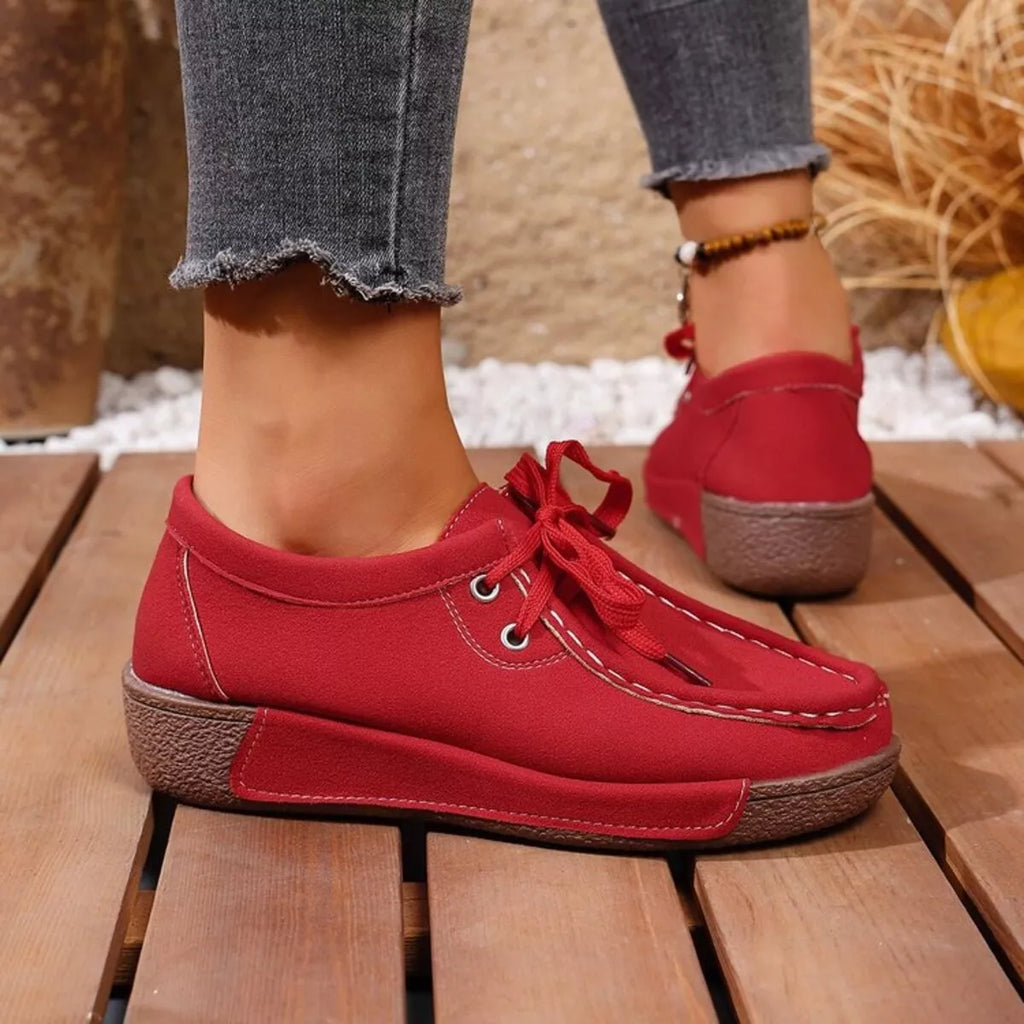 women's round toe lace up sneakers - product detail