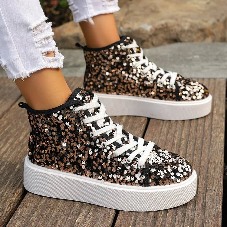 women's sequin round toe platform sneakers - additional image