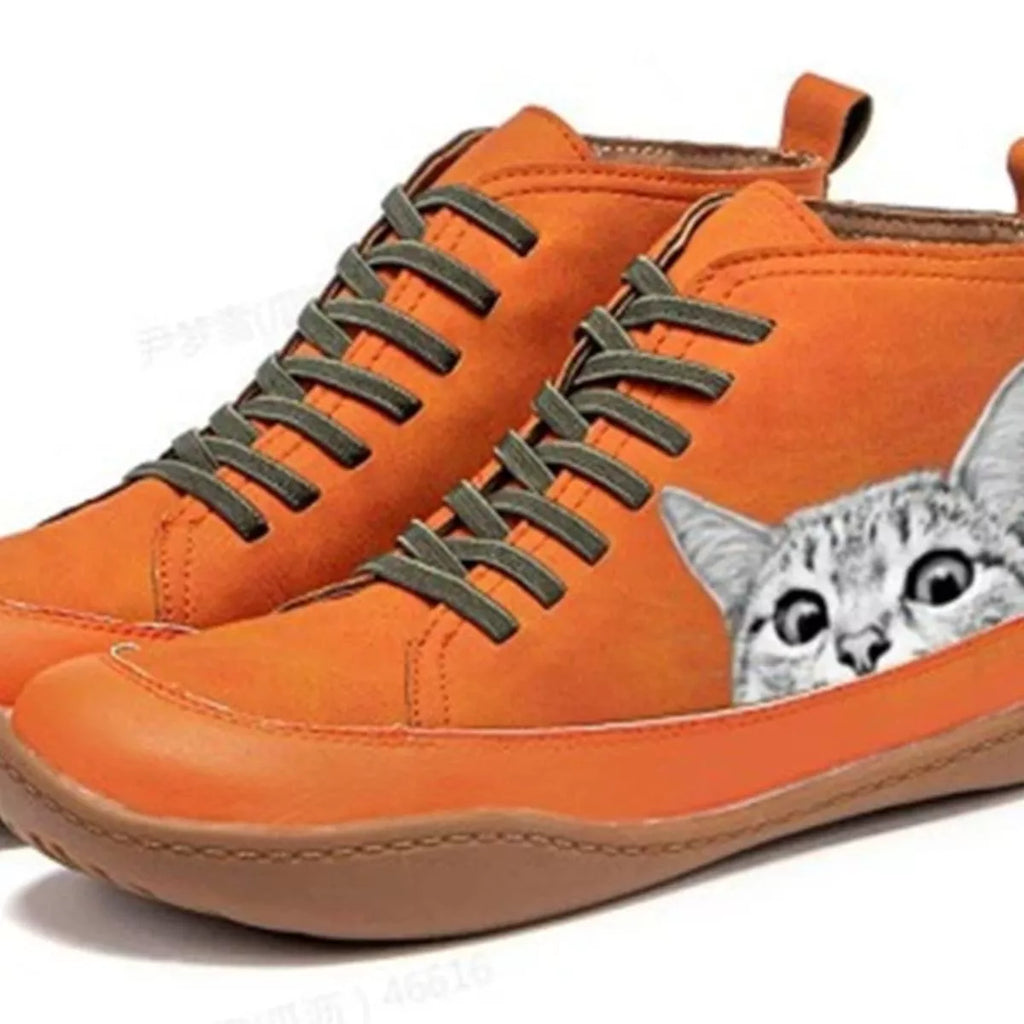 women's cat print striped ankle sneakers - additional image