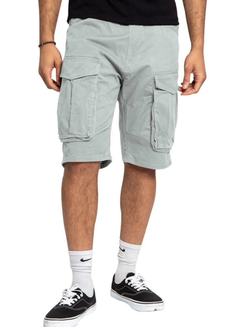 Men's Full Size Cargo Bermuda Shorts Plus Size Gray