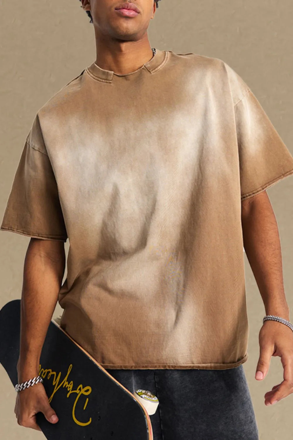 Men's Round Neck Half Sleeve T-Shirt Camel