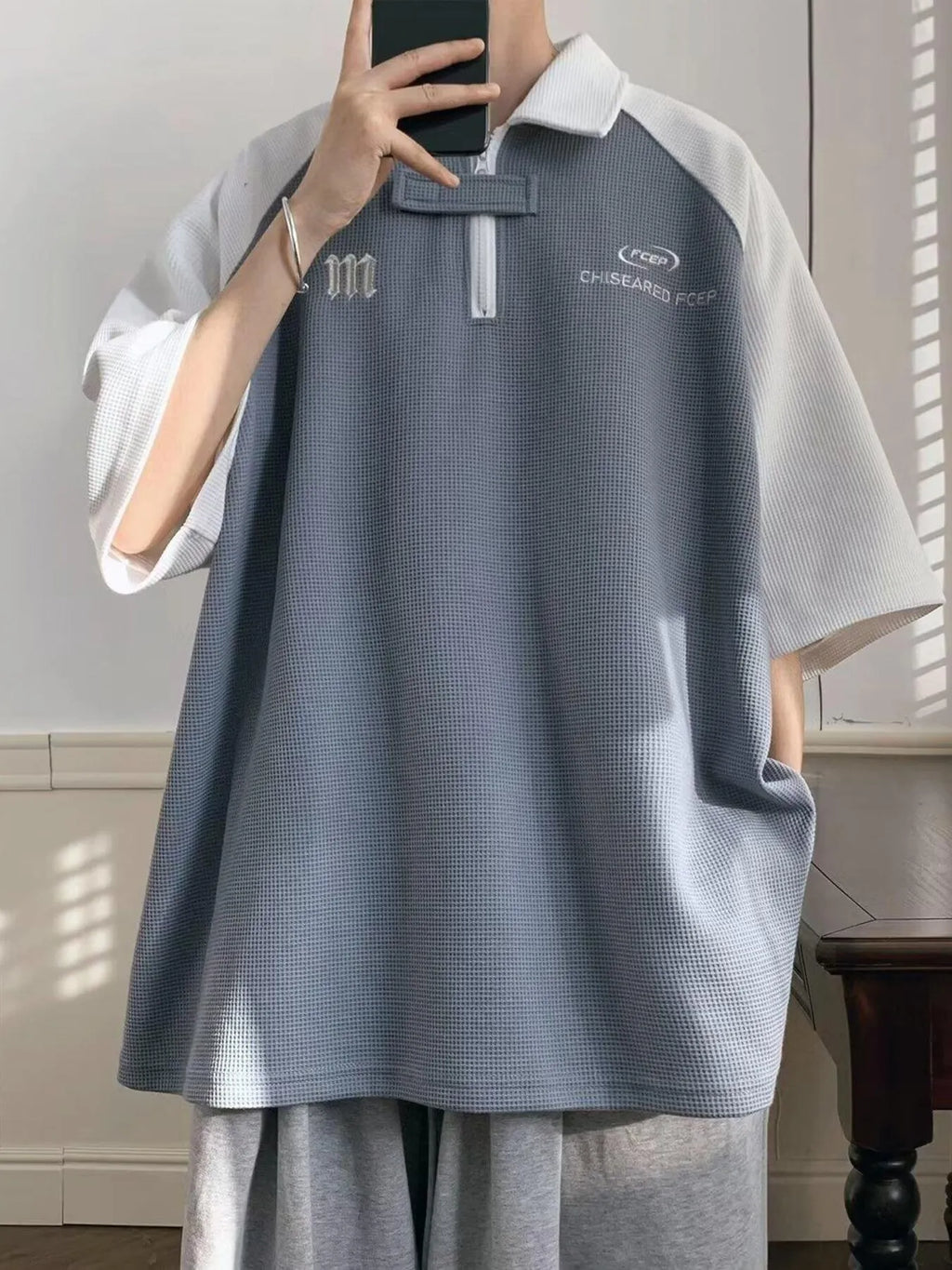 men's men's plus size two-tone casual polo - alternate angle