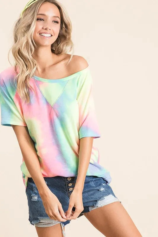 women's bibi tie dye french terry print top - extra view