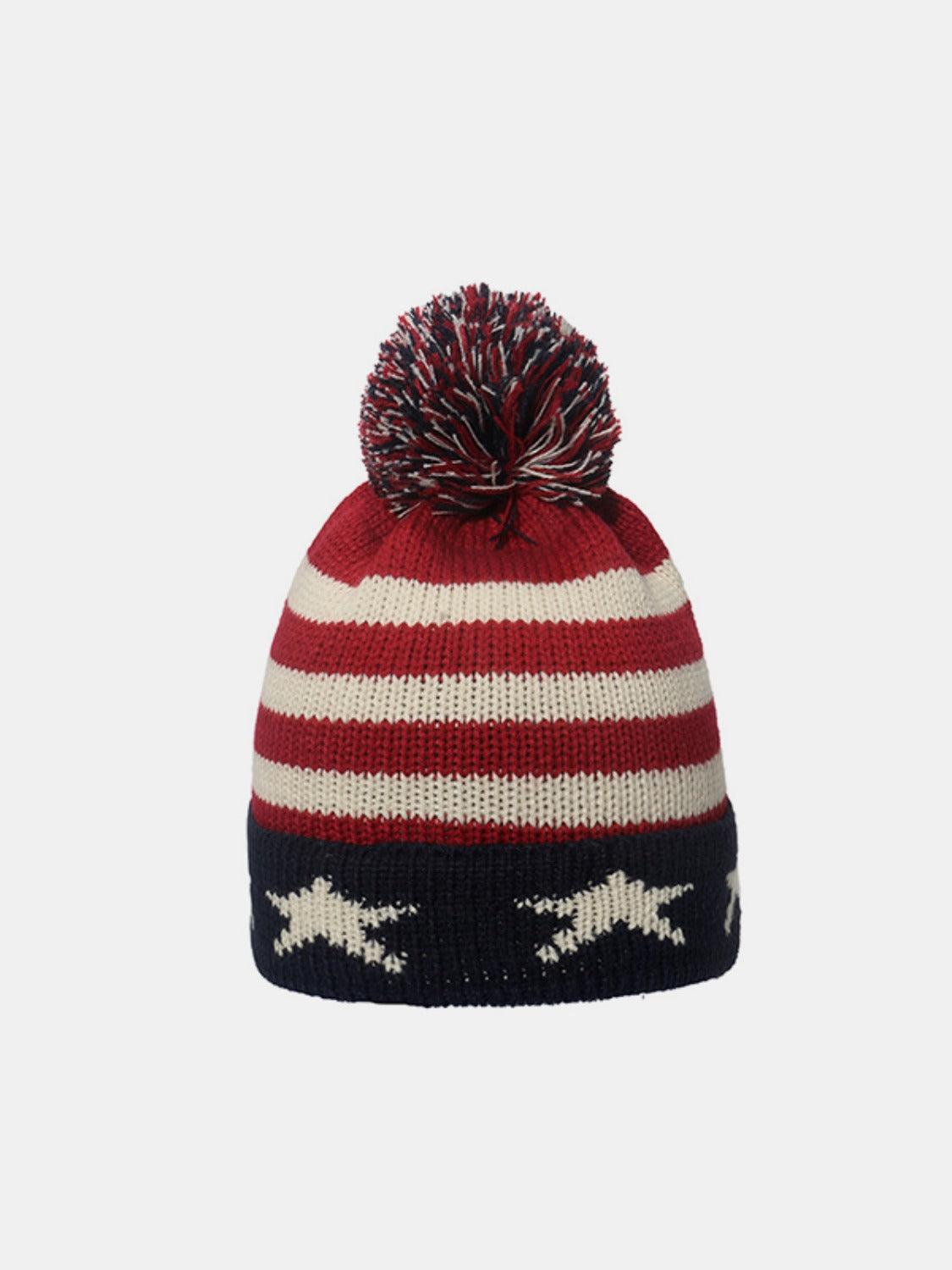 Roll Rim US Flag Knit Hat Style B One Size