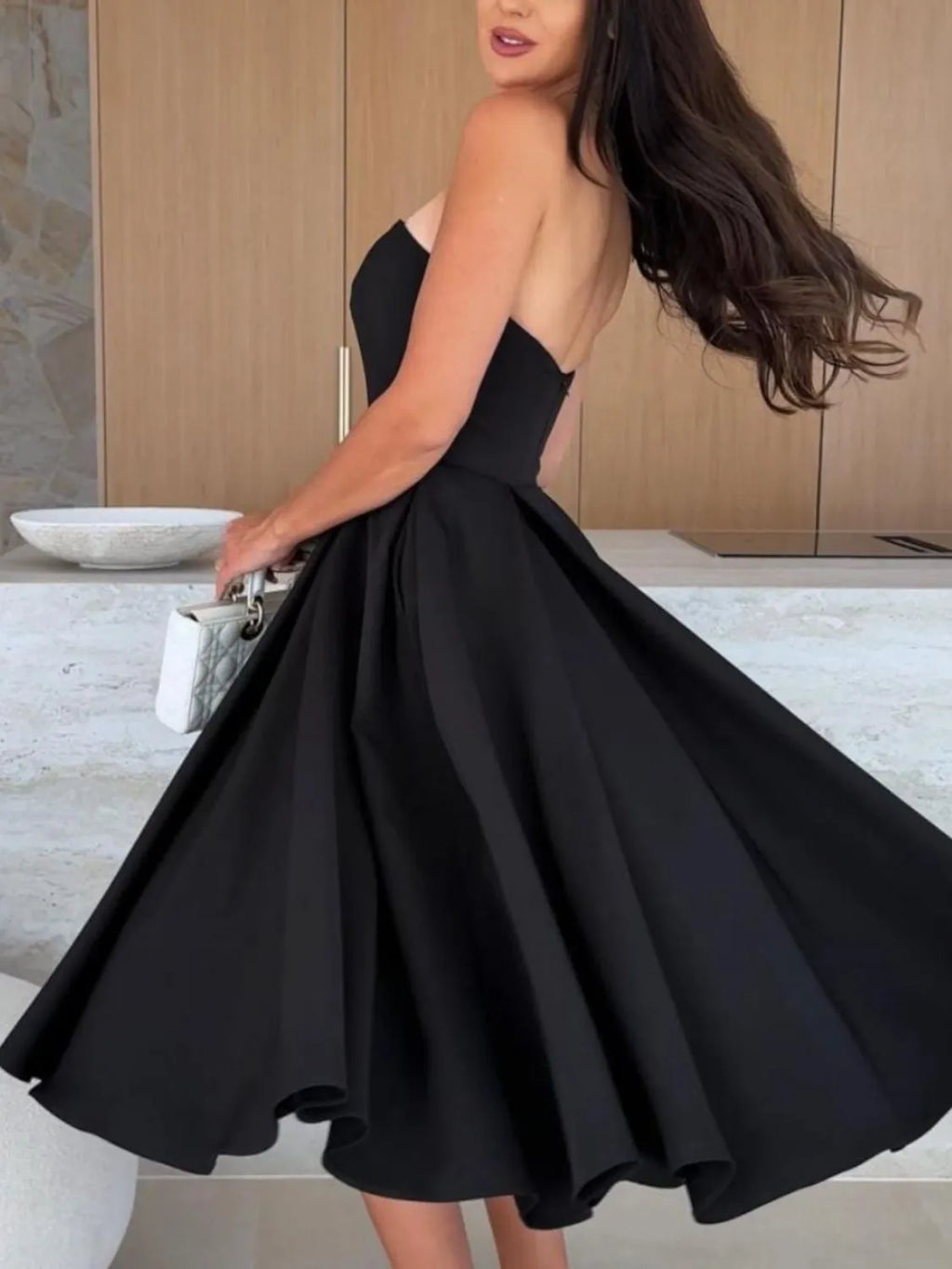 Solid Color Tube Midi Dress – Donjane