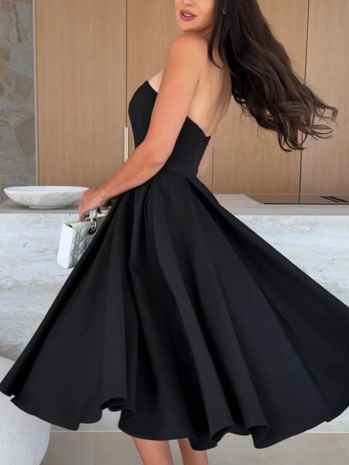 Solid Color Tube Midi Dress – Donjane