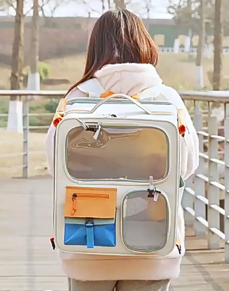 rolling pet carrier with telescopic handle - front view