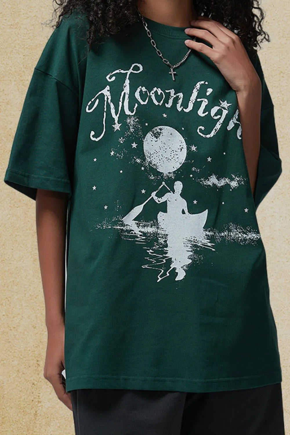 Men's Graphic Round Neck Half Sleeve T-Shirt Dark Green