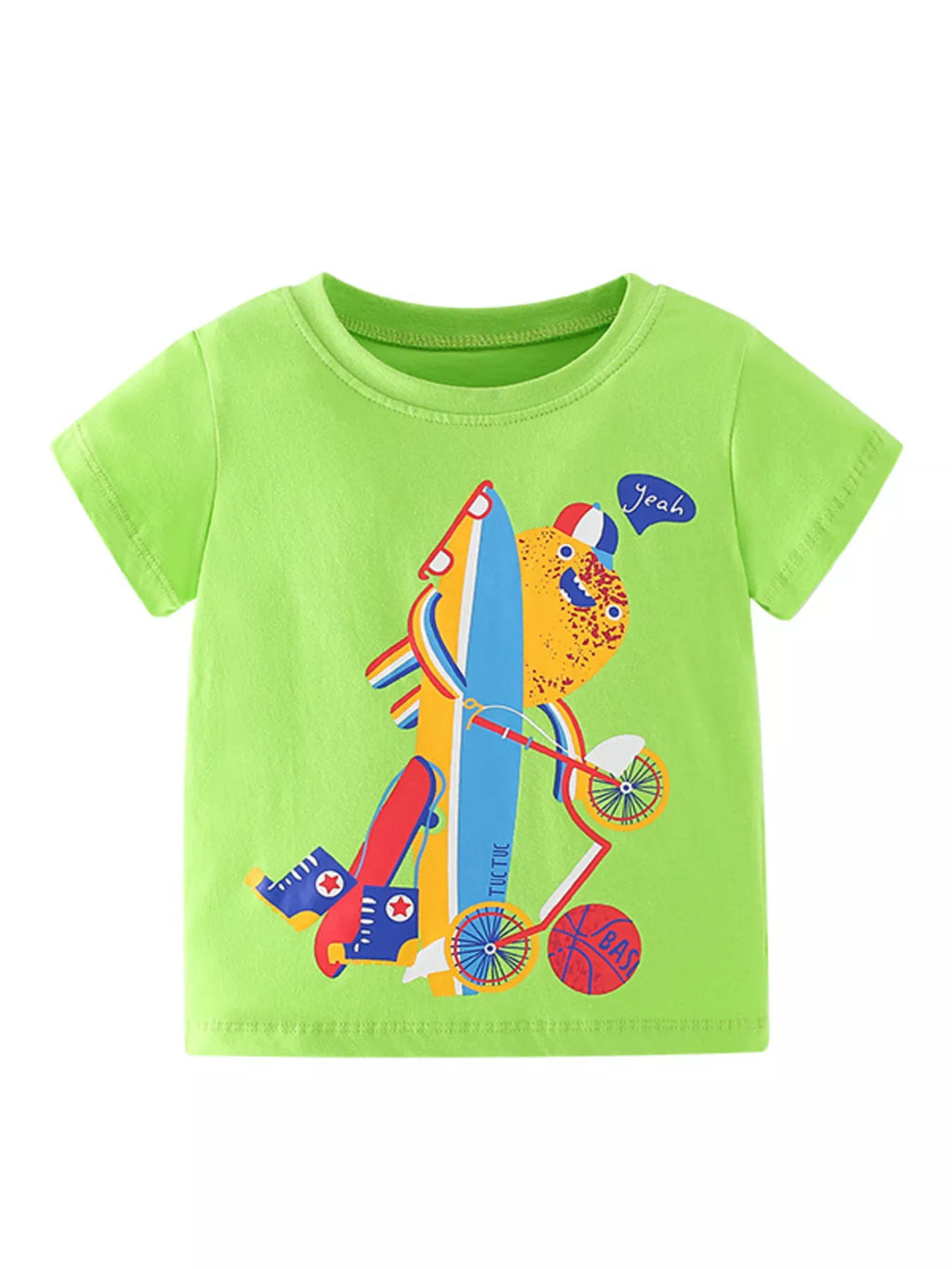 women's children's cartoon graphic short sleeve t-shirt - front view