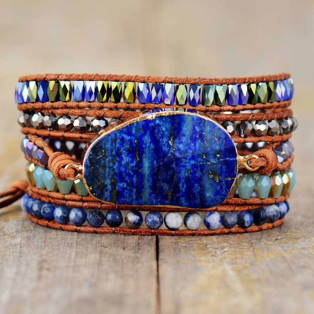 lapis lazuli layered bracelet — ring view