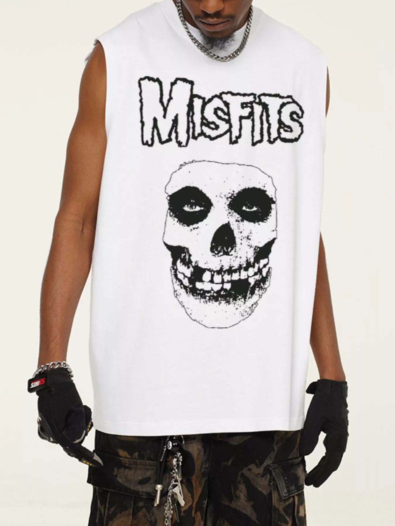 men's men's skull graphic sleeveless tank top - close-up detail