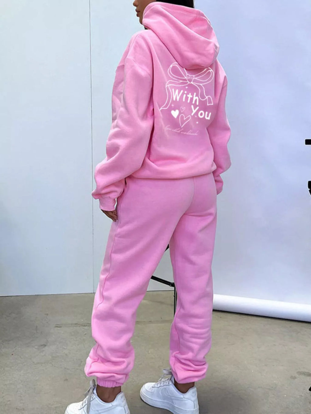 women's dropped shoulder hoodie and pants set - product detail