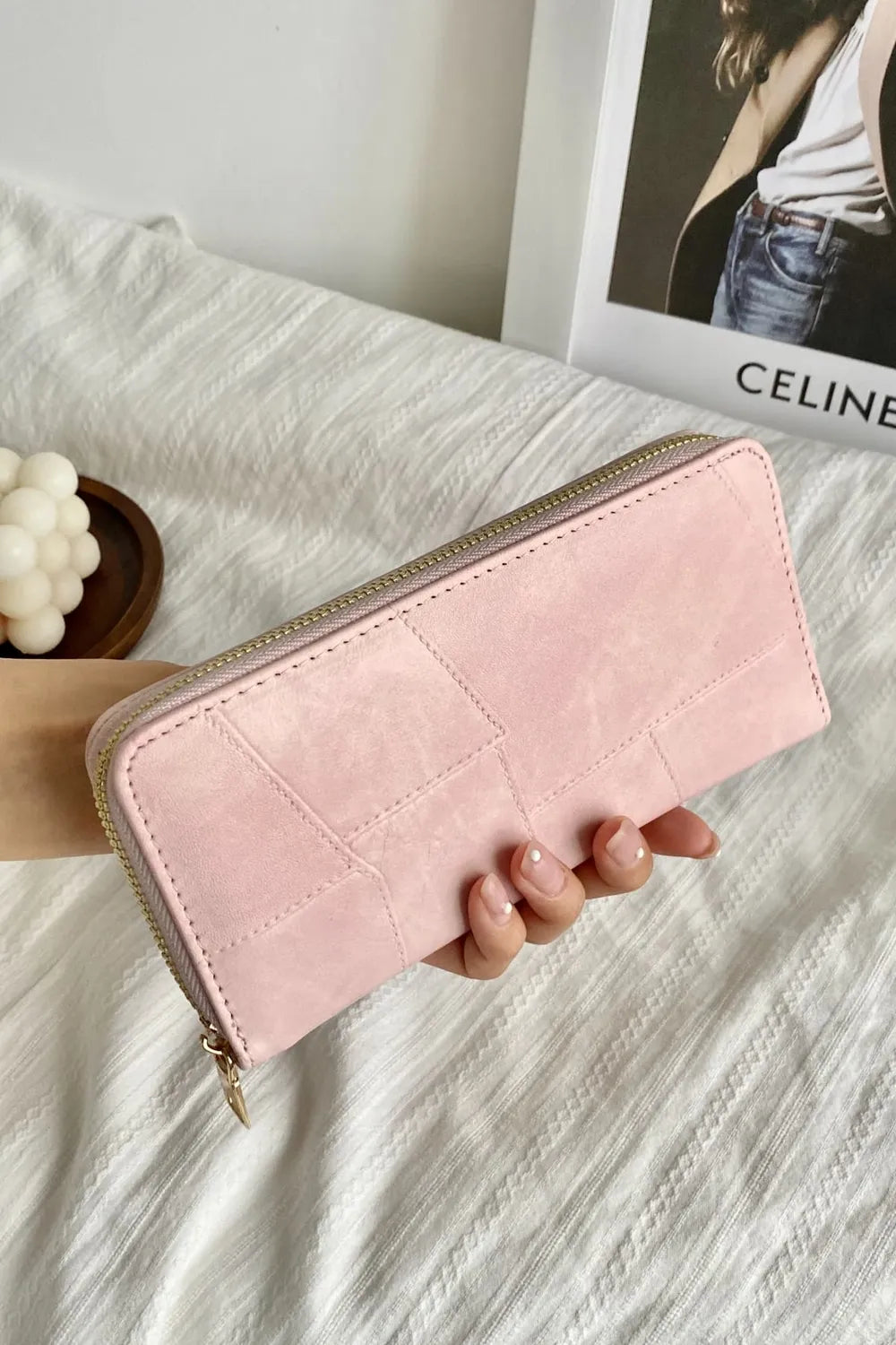 PU Leather Mulit-Interlayer Wallet Pink One Size