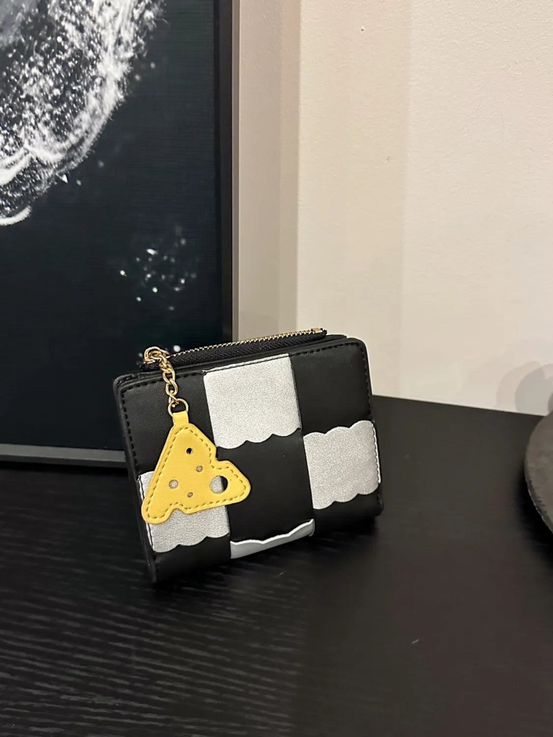 PU Leather Color Block Wallet Black One Size