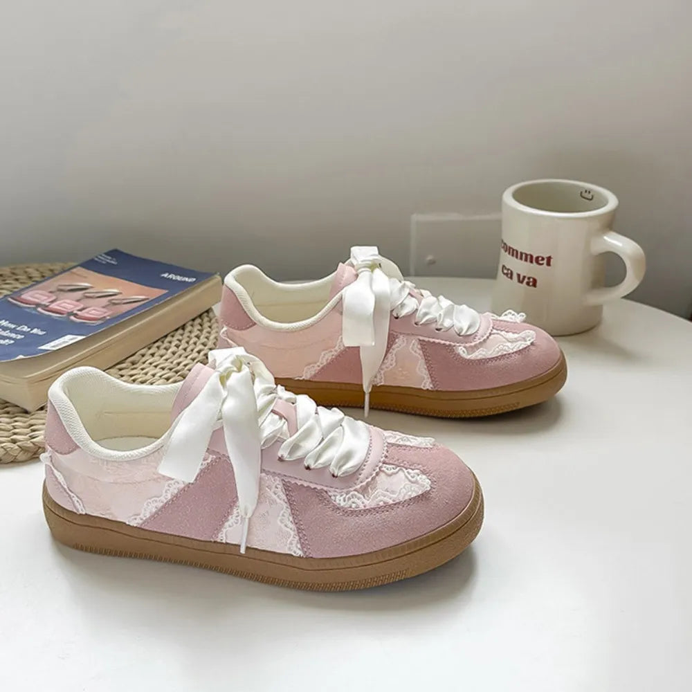 Round Toe Flats Sneakers Pink