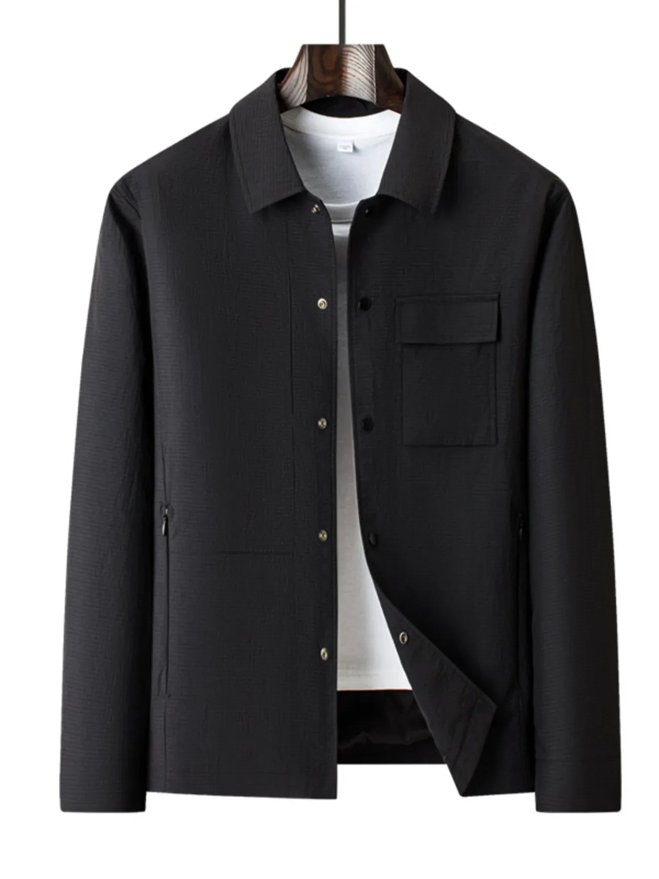 Men's Plus Size Snap Down Long Sleeve Jacket