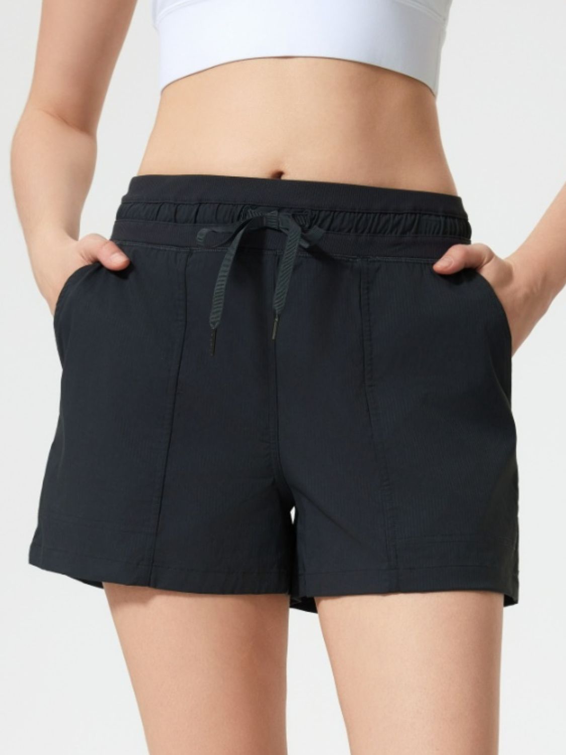 Millennia Drawstring Active Shorts with Pockets Black