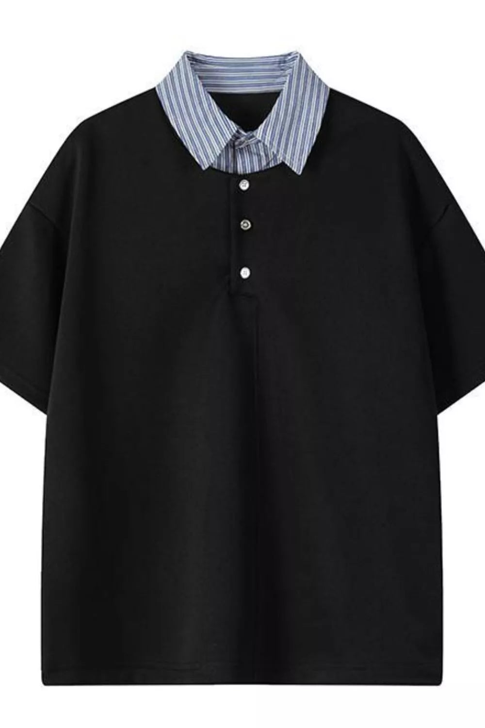 men's men's plus size striped collar relaxed fit polo - product showcase