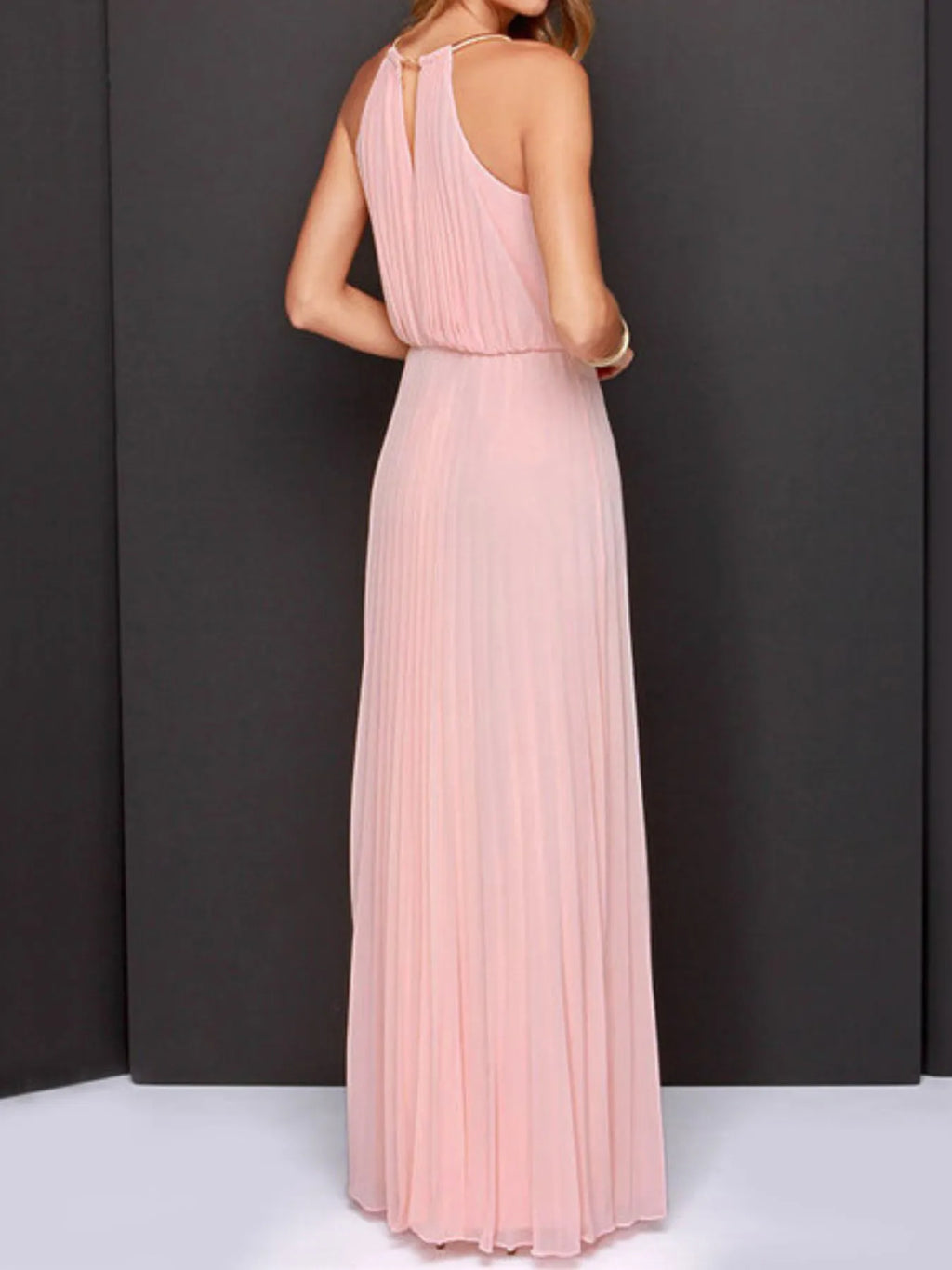 Pleated Sleeveless Maxi Tank Dress