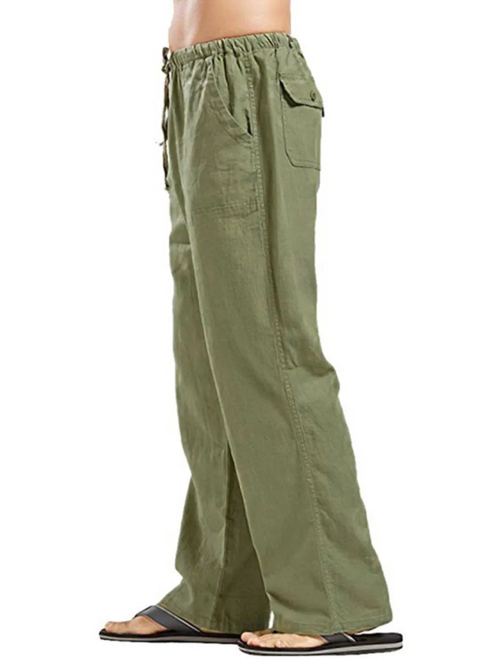 Men's Full Size Drawstring Pants with Pockets Plus Size Moss