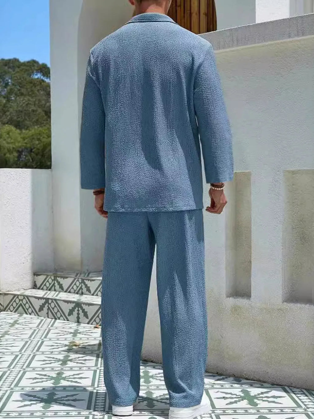 men's men's plus size long sleeve top and pants set - second view