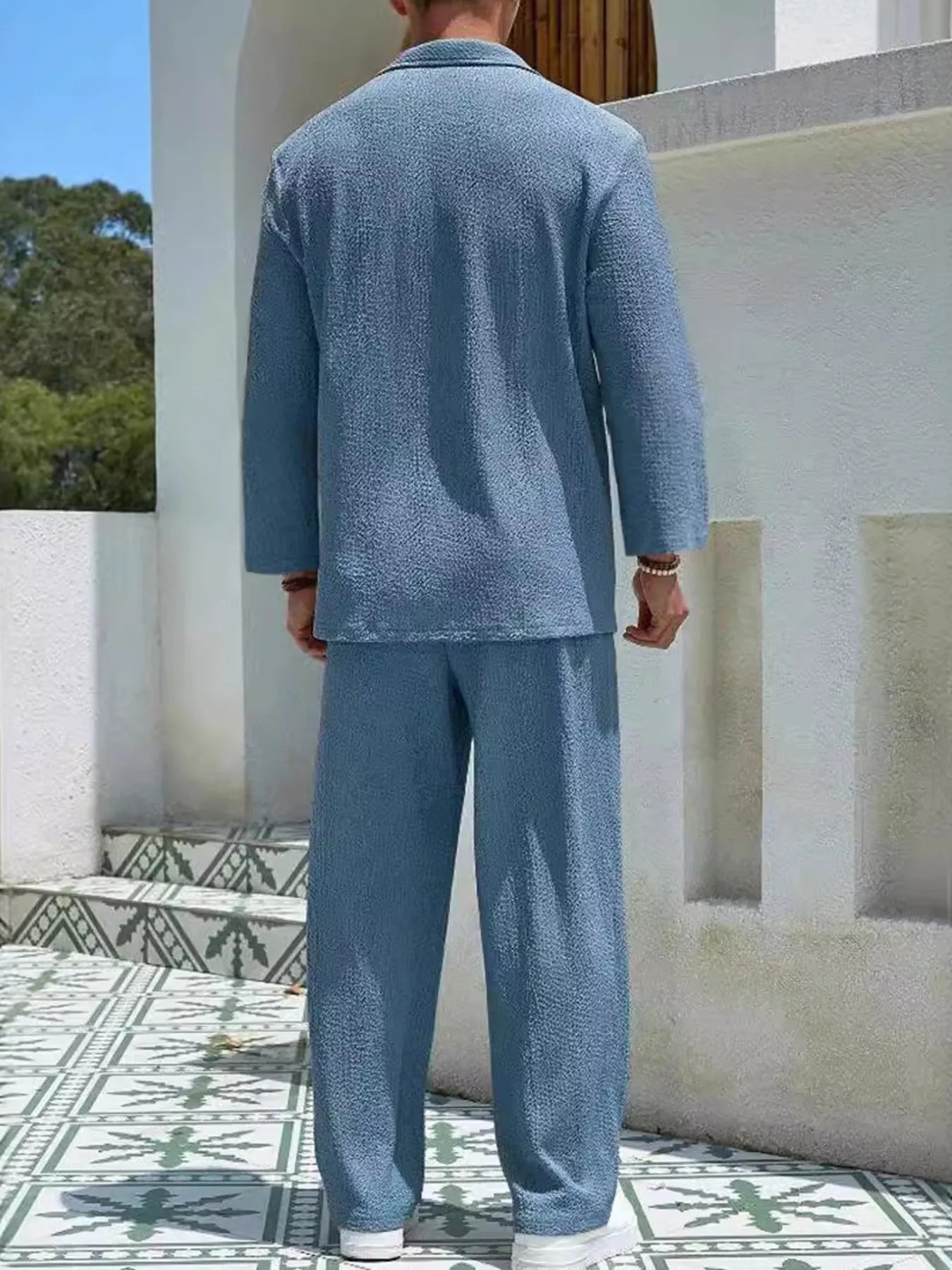 men's men's plus size long sleeve top and pants set - second view