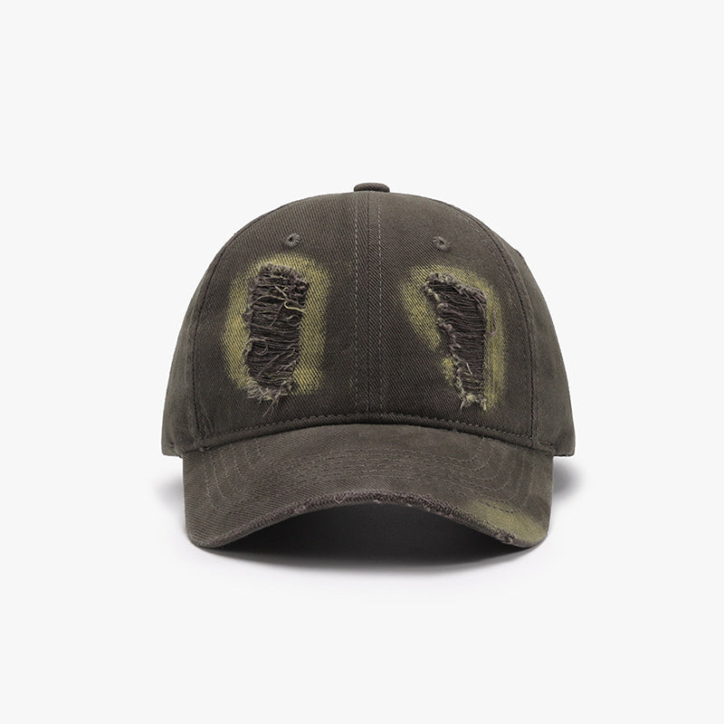 Distressed Cotton Baseball Cap Army Green One Size