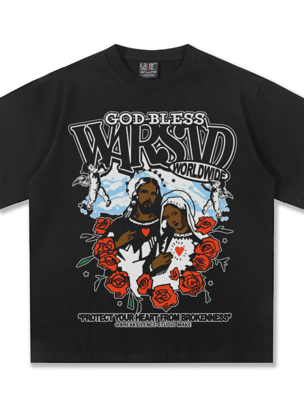 men's men's god-bless graphic print vintage wash t-shirt - additional image