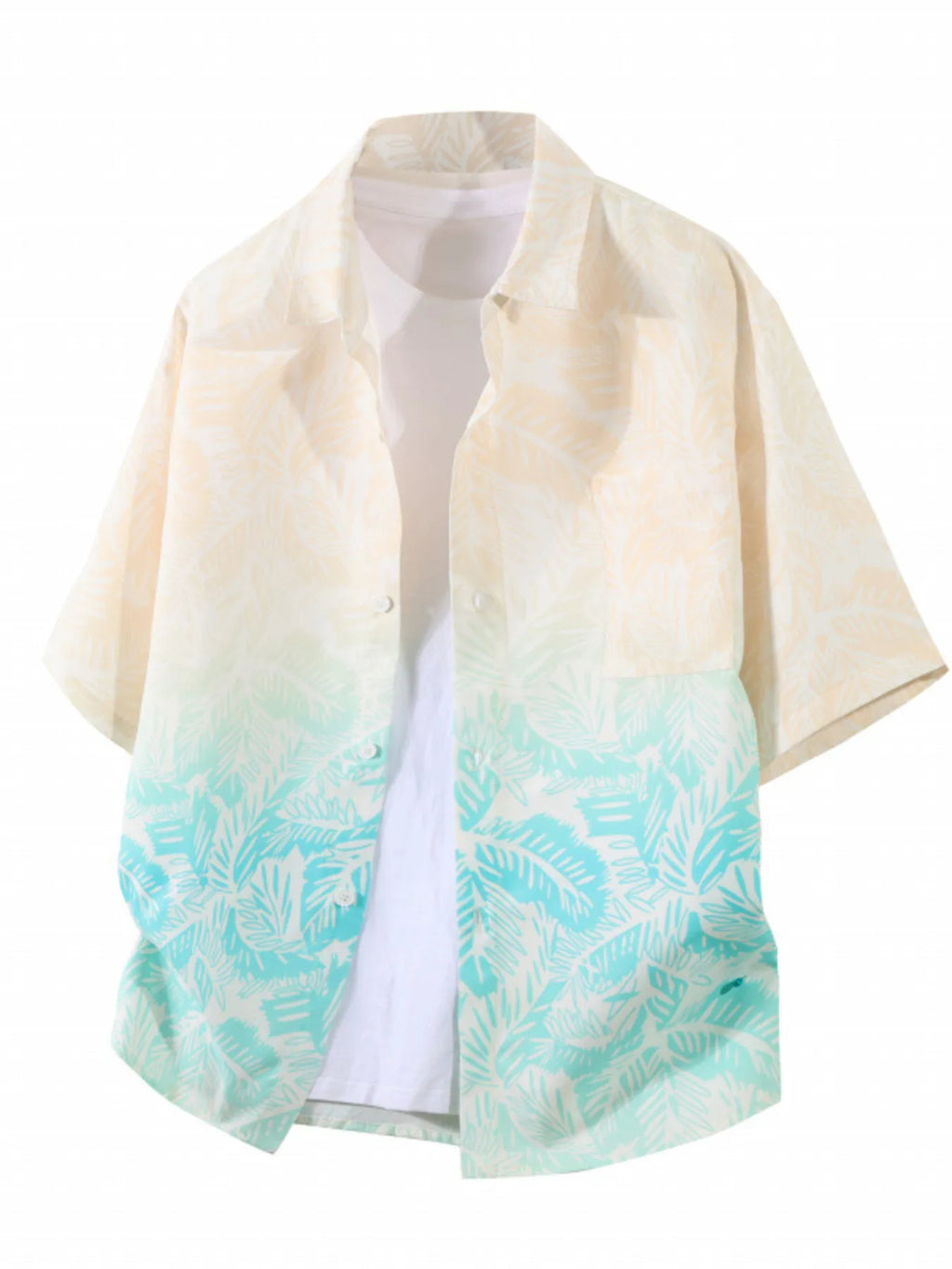 men's men's plus size tropical print short sleeve casual shirt - styled view