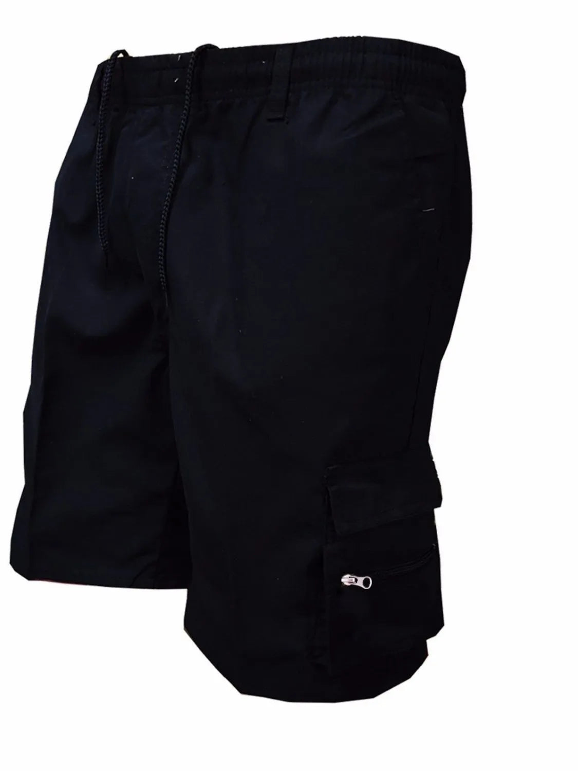 Men's Plus Size Drawstring Shorts with Cargo Pockets Black