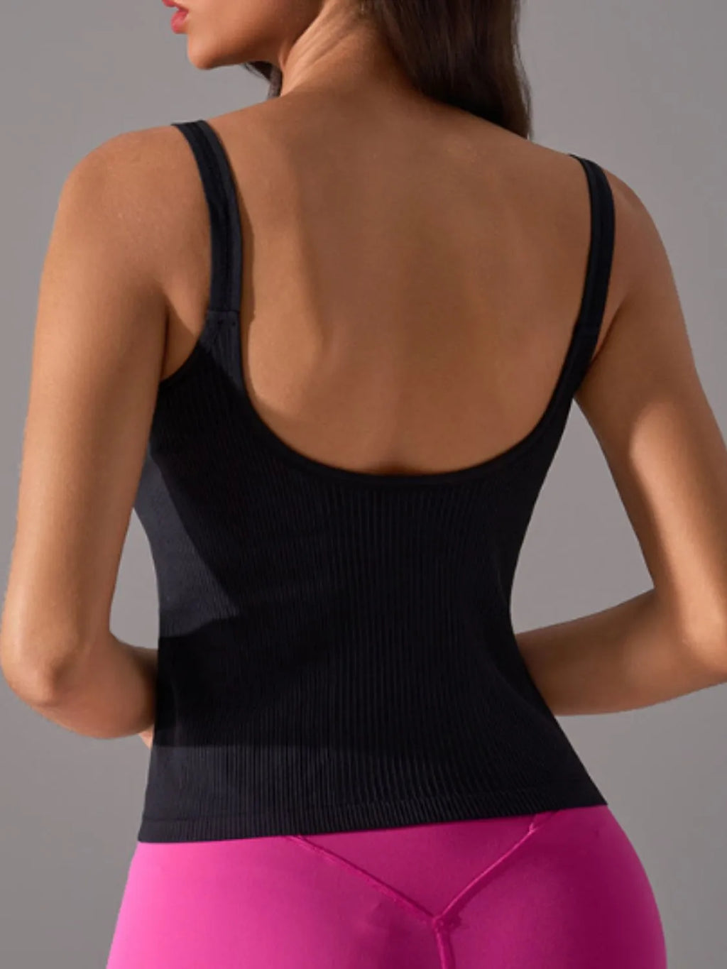 women's scoop neck active tank with detachable chest pads - extra view