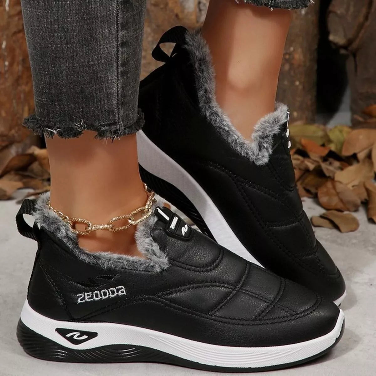 women's plush round toe platform shoes - alternate angle