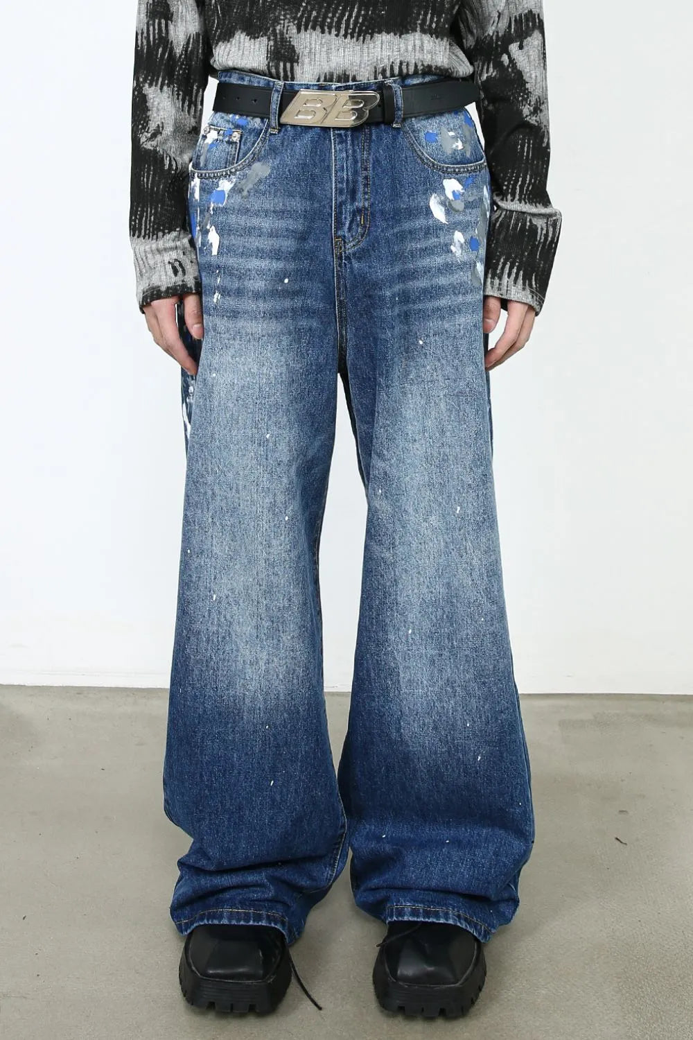 Men's Paint Wide Leg Jeans Medium