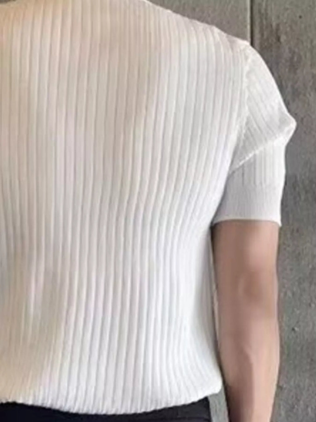 men's men's plus size ribbed knit short sleeve top - additional angle