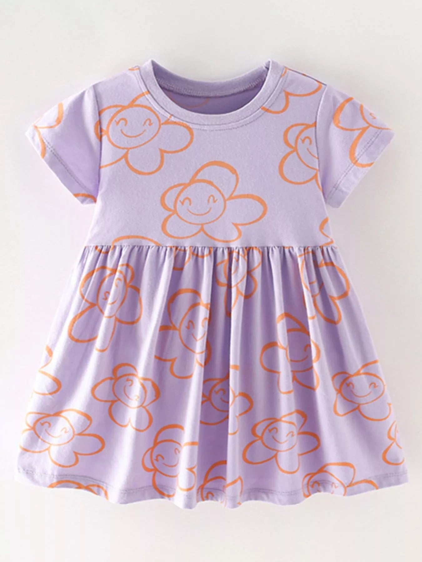 women's children's flower print casual dress - detail shot