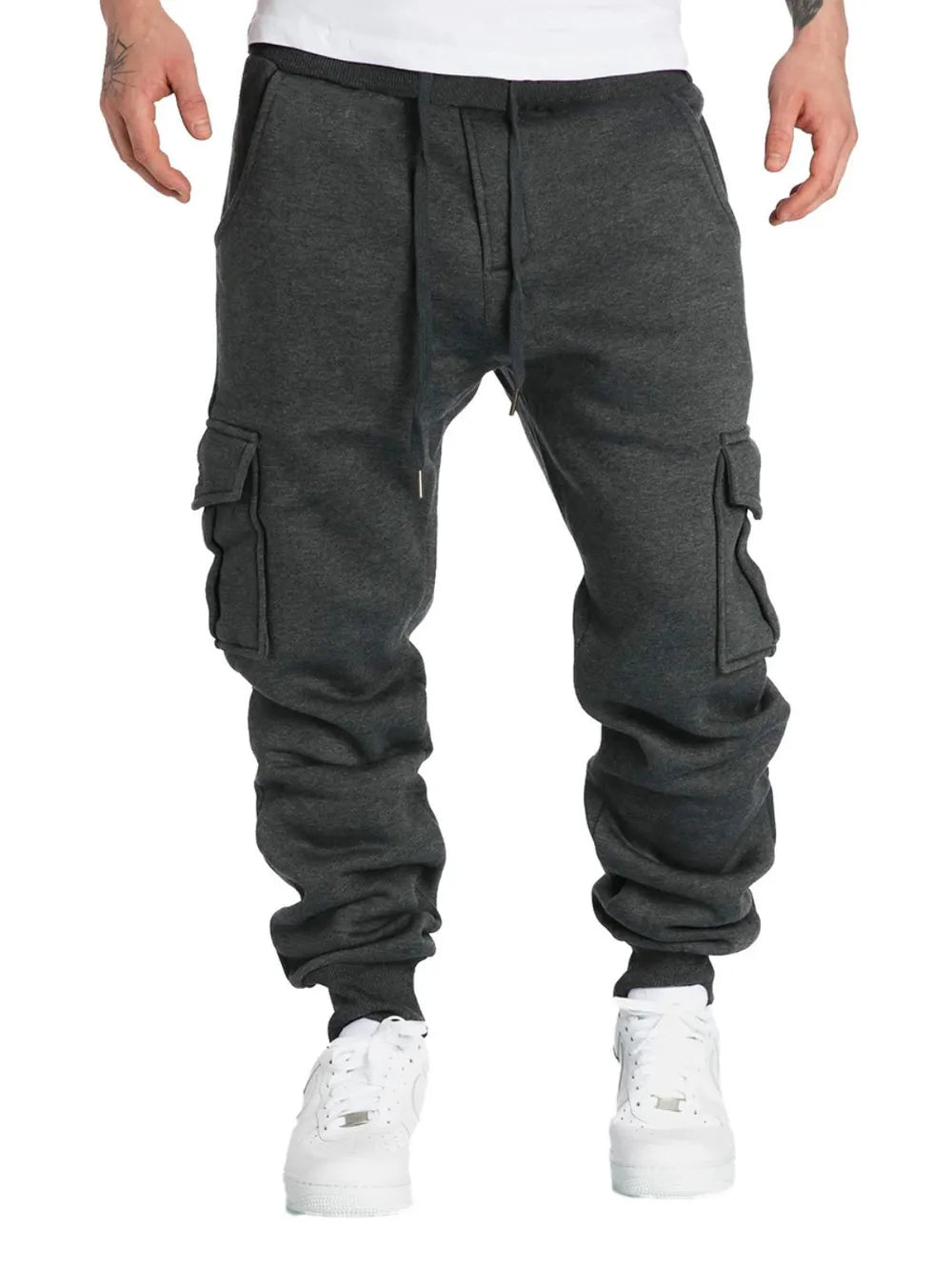 Men's Drawstring Pants with Pockets Dark Gray