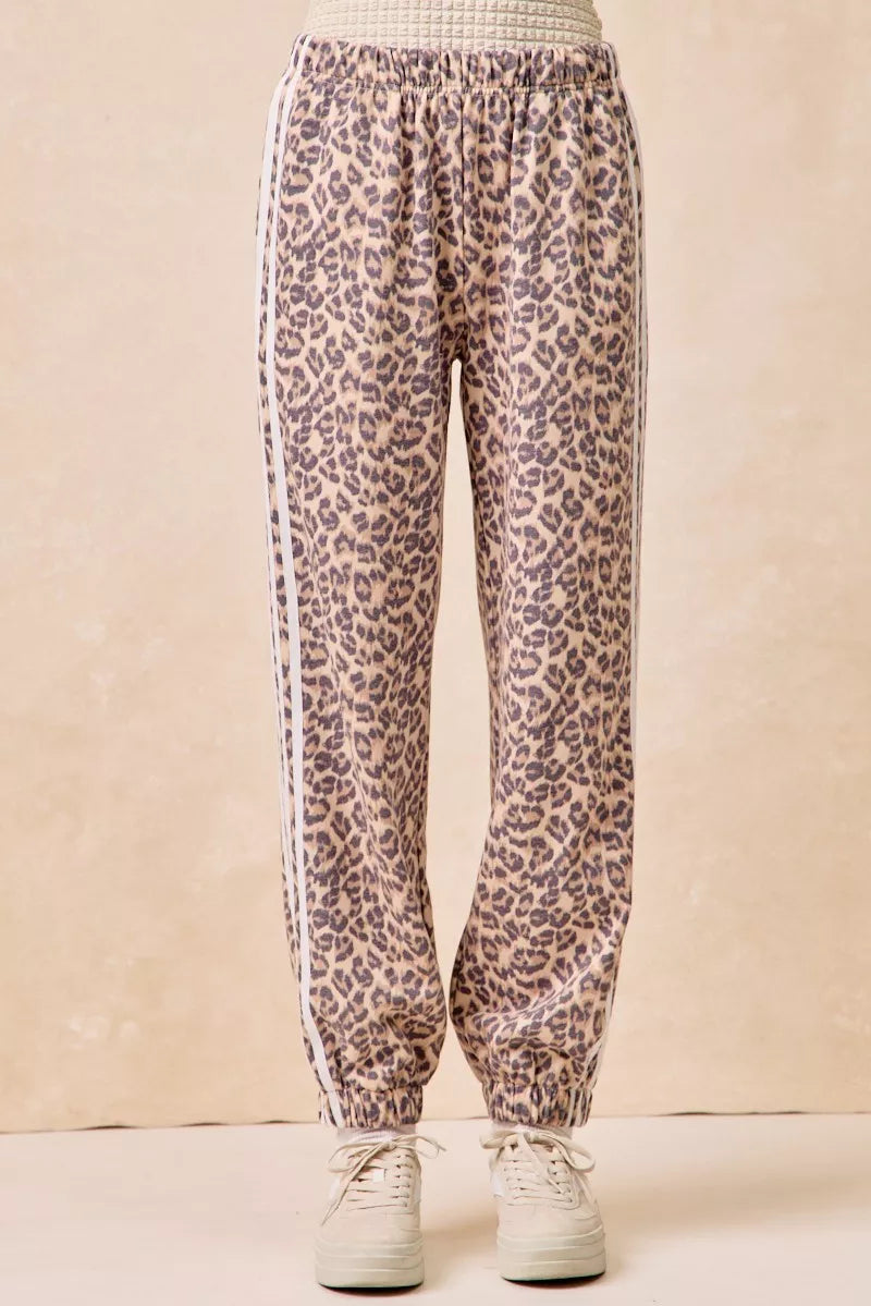 women's bibi side lines leopard track pants - main product image