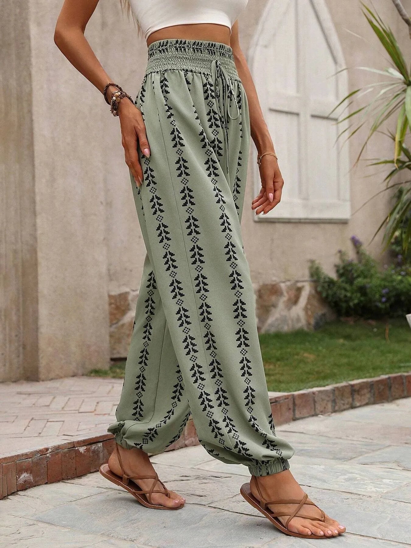 Printed Wide Leg Pants