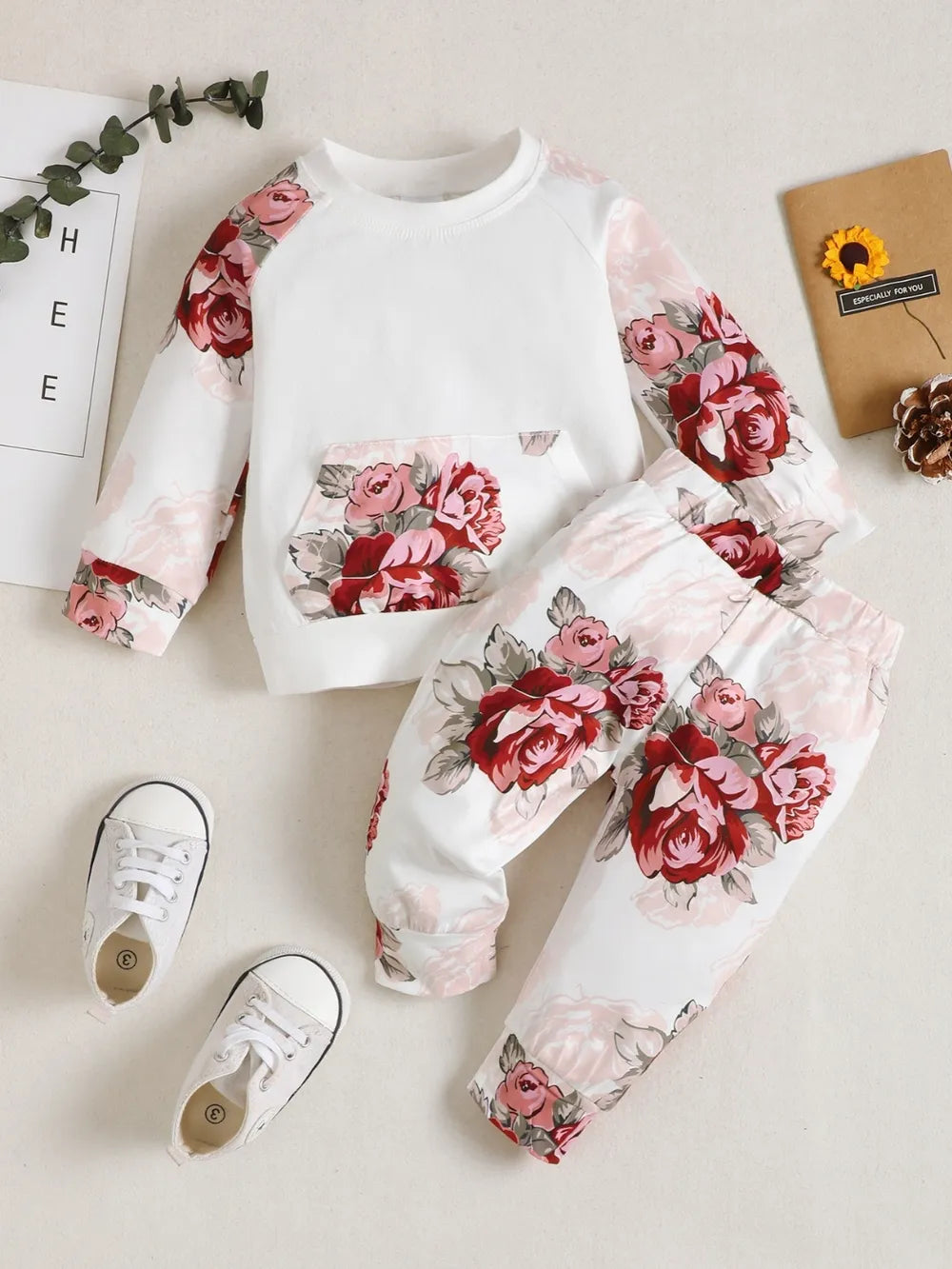 children's floral top and pants set — stylish clothing for kids