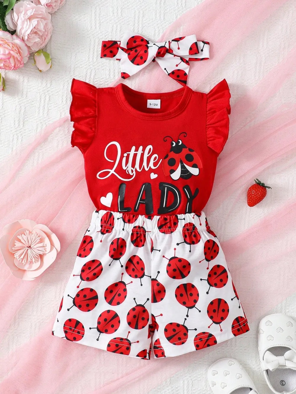 children's headband, round neck ruffle sleeve top and pants set — stylish clothing for kids
