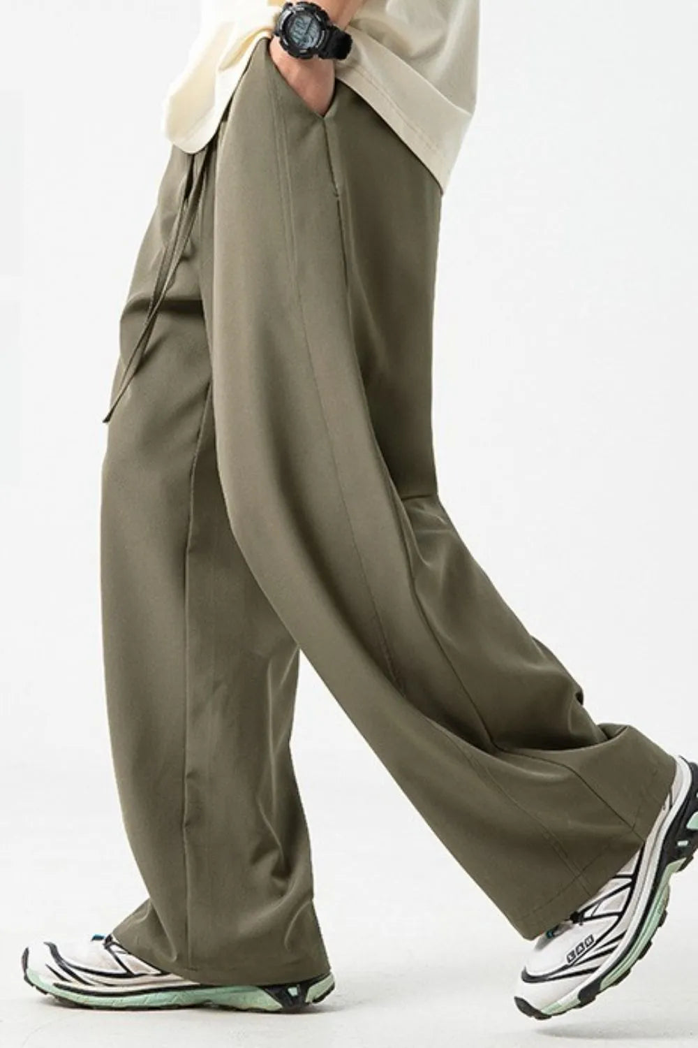 Men's Drawstring Wide Leg Pants Sage