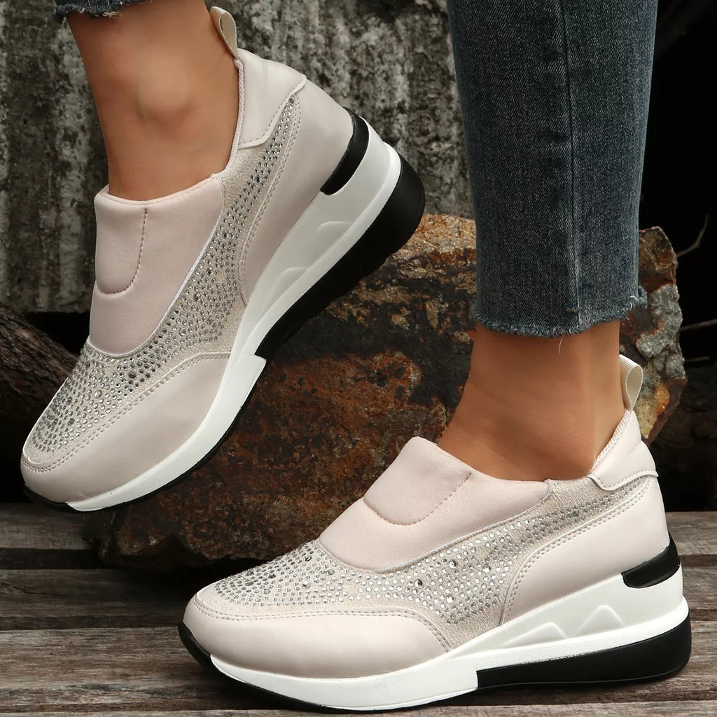 women's rhinestone embellished wedge sneakers - product detail
