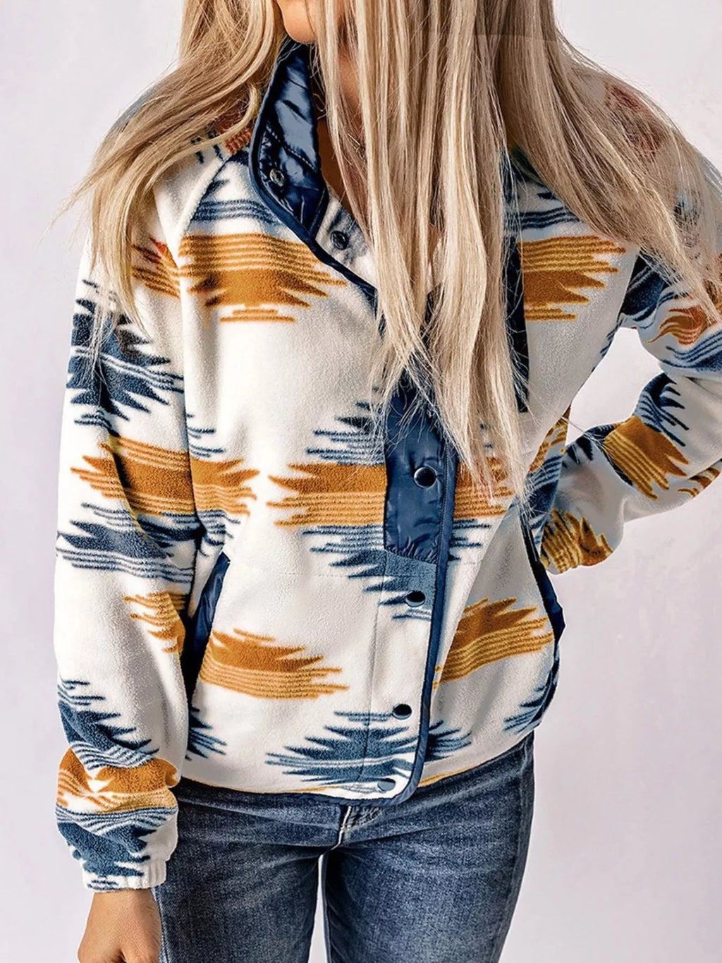 women's geometric snap down jacket - styling option
