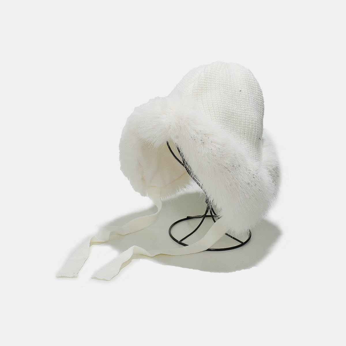 Thermal Tied Fuzzy Winter Hat Ivory One Size