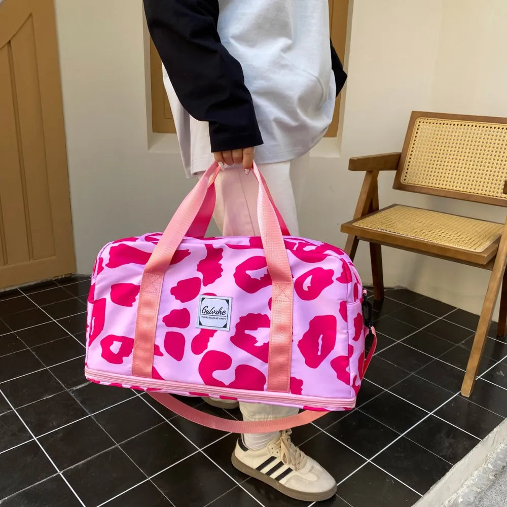 Oxford Cloth Printed Travel Bag Hot Pink One Size