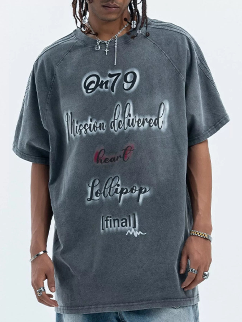 men's men's letter round neck oversized t-shirt - second view