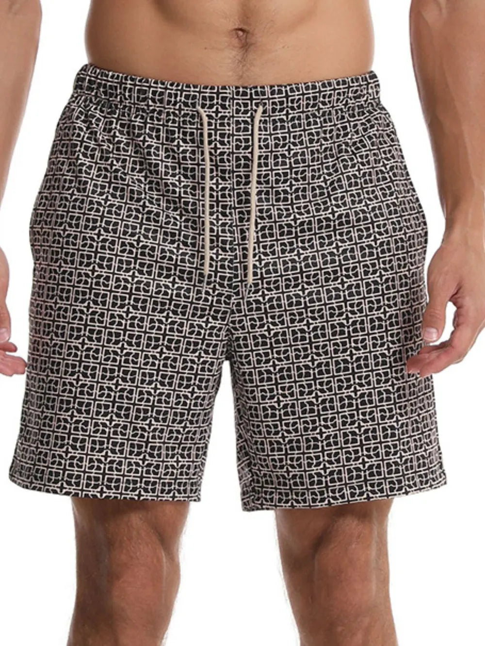 Men's Drawstring Printed Shorts with Pockets