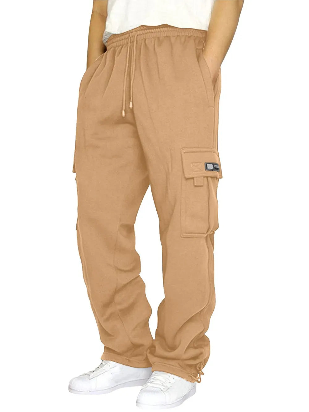 Men's Full Size Drawstring Pants Plus Size Tan
