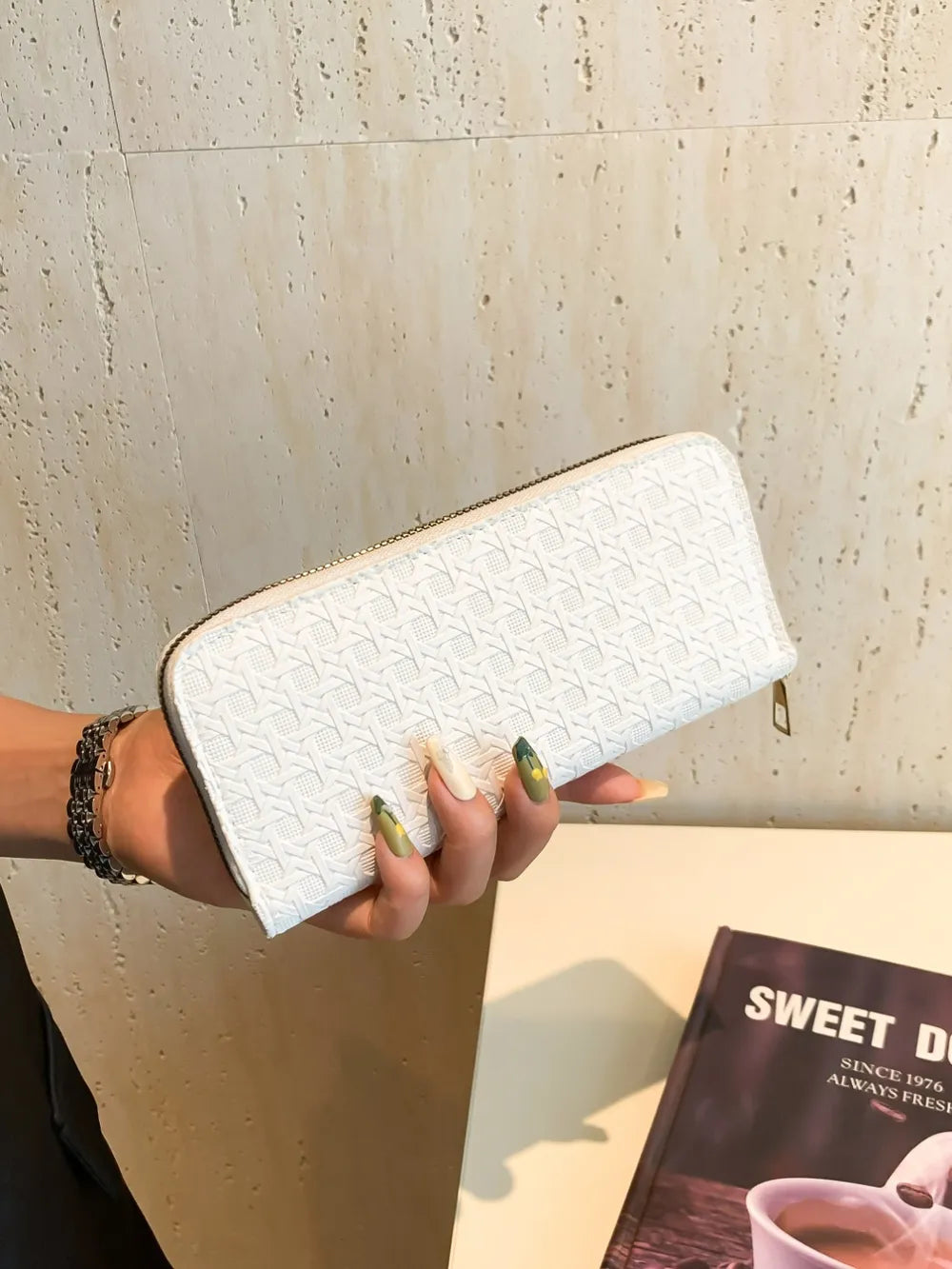 PU Leather Solid Color Wallet White One Size