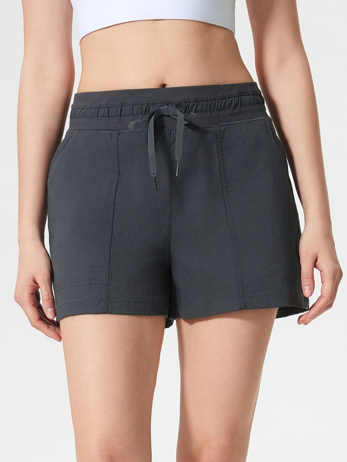 Millennia Drawstring Active Shorts with Pockets Dark Gray